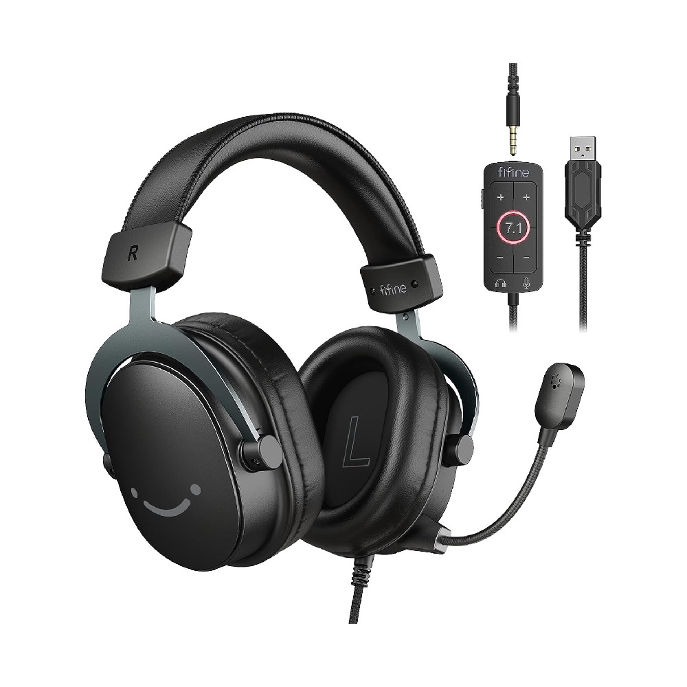 Fifine Ampligame H9 Mikrofonlu 7.1 Siyah RGB Gaming Kulaklık